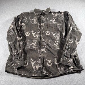 Legendary Whitetail Men's Button Up Camo Deer Design Size Large 100% Cotton